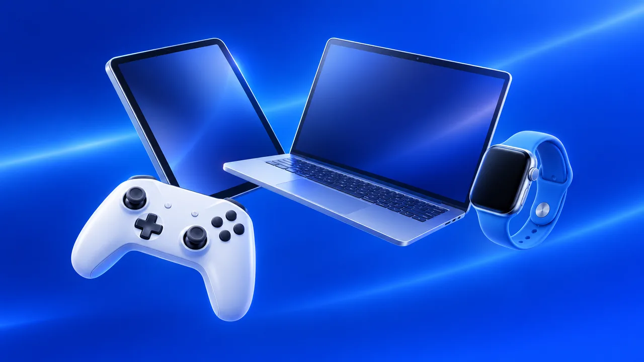 Tablette, ordinateur portable, manette de console et montre connectée
