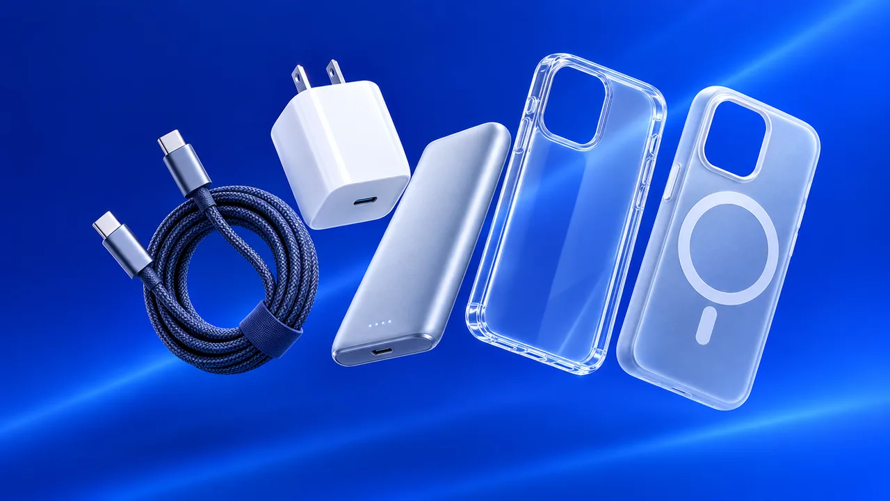 Câble tressé, chargeur, batterie externe, coques transparente et MagSafe
